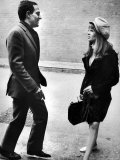 Film Director Francois Truffaut with Actress Julie Christie During Filming of "Fahrenheit 451." Premium Photographic Print by Paul Schutzer