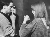 Film Director Francois Truffaut with Actress Julie Christie During Filming of "Fahrenheit 451." Premium Photographic Print by Paul Schutzer