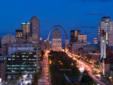 Downtown and Gateway Arch at Night, St. Louis, Missouri, USA Photographic Print by Walter Bibikow