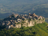 Morning View of Hill Town, Calascibetta, Enna, Sicily, Italy Photographic Print by Walter Bibikow