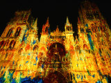 Light Show Projected on Rouen Cathedral, Rouen, France Lámina fotográfica por John Banagan