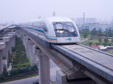 Meglev Train Prepares to Depart Airport Train Station, Shanghai, China Photographic Print by Paul Souders
