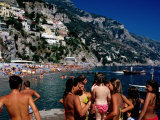 Children at Port, Spiaggia Grande, Positano, Italy Photographic Print by Dallas Stribley