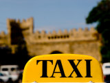 Taxi Sign in Front of Samaxi Gate, Baku, Azerbaijan Fotografie-Druck von Stephane Victor