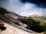 Man Looking Over Boedenknoten Ridge, Sextener Dolomites, Italy Photographic Print by Witold Skrypczak