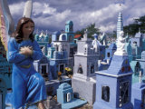 Cemetery Statues, Paintings, Graves, Crosses, and Family Tombs, Yucatan, Mexico Photographic Print by Michele Molinari