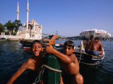 Kids with Ortakoy Mosque in Background, Istanbul, Turkey Photographic Print by Phil Weymouth