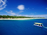 Boat in Lagoon, Plantation Island Resort, Fiji Photographic Print by Peter Hendrie