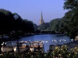 Holy Trinity Church and Barges on River Avon, Stratford-on-Avon, England Lámina fotográfica por Nik Wheeler