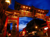 Chinatown Main Gate at Night, Victoria, Canada Photographic Print by Lawrence Worcester