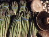 Asparagus and Mushrooms at Stall in Pike Place Market, Seattle, Washington, USA Photographic Print by Connie Ricca