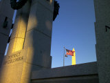 The World War II Memorial, a U.S. Flag and the Washington Monument Photographic Print