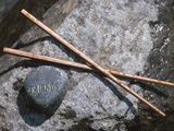 Rock with the Word Friend and Chopsticks on Rock Photographic Print