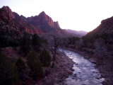 After Sunset the Light Glows Almost Purple Lighting up the Cliffs, Zion National Park, Utah Photographic Print by Taylor S. Kennedy