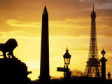 Obelisque, Place de la Concorde, Eiffel Tower, Paris, France Photographie par David Barnes