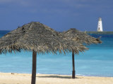 Lighthouse and Thatch Palapa, Nassau, Bahamas, Caribbean Photographic Print by Greg Johnston