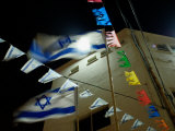 Light Shinning Through the Flag of Israel, Low Angle View Photographic Print by Keenpress 