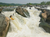 Kayaker Paddles off Grace Under Pressure, Top Drop of Great Falls Photographic Print