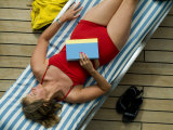 Close View of Woman Sleeping on the Deck of a Cruise Ship Lámina fotográfica por Todd Gipstein