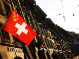 Swiss Flag on Marktgasse, Bern, Switzerland Photographic Print by Glenn Beanland