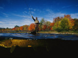 Sport Fisherman and his Atlantic Salmon Prey Photographie par Paul Nicklen