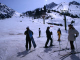 People with Skis and Snowboards at the Bottom of a Run, Shymbulak, Kazakhstan Photographic Print by Simon Richmond