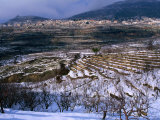 Snow Covered Fields and Village in the Qadisha Valley, Bcharre, Lebanon Photographic Print by Mark Daffey