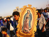 Pilgrim Carrying Icon of Virgin Mary at the Basilica De Guadalupe, Mexico City, Mexico Photographic Print by Rick Gerharter