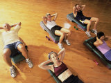 High Angle View of a Group of People Exercising in a Step Aerobics Class Photographic Print