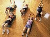 High Angle View of a Group of People Exercising in a Step Aerobics Class Photographic Print