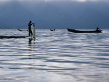 Fisherman on Boat with Net on Lake Inle Inle Lake, Shan State, Myanmar (Burma) Photographic Print by Glenn Beanland