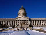 Snow in Front of State Capitol Building, Salt Lake City, Utah, USA Photographic Print by Stephen Saks