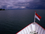 Flag at Front of Boat on Lake Constance (Bodensee), Baden-Wurttemberg, Germany Photographic Print by Johnson Dennis