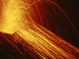 A Fiery New Cone on Mount Etna Upstages Sicilys Night Sky in 2002 Photographic Print by Peter Carsten