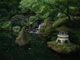 Water Cascades into a Pool at the Japanese Garden Photographic Print by Nadia M. B. Hughes