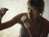 Female Boxer Practicing Photographic Print