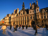 Ice-Skating in Front of Paris Hotel De Ville (City Hall), Paris, France Photographic Print by Martin Moos