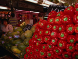 A Stack of Capsicums at a Vegetable Stall in the Boqueria Markets on La Rambla, Barcelona, Spain Photographic Print by Chester Jonathan