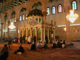 Worshippers Inside Umayyad Mosque and Legendary Tomb of St. John the Baptist, Damascus, Syria Photographic Print by Wayne Walton