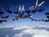 Skydivers Getting into Formation Photographic Print