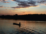 Local Rowing on Mekong River Near Laos Border, Thailand Photographic Print by Kraig Lieb