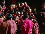 Monks Gathered in Courtyard of Historic Ganden Monastery, Ganden, Tibet Photographie par Richard I'Anson