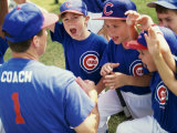 Little League Baseball Team Cheering with Their Coach Photographic Print