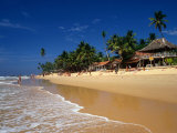 Waves Coming onto Beach and Buildings, Hikkaduwa, Sri Lanka Photographic Print by Dallas Stribley