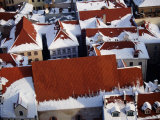 Snow on Rooftops of Old Riga Town Seen from Spire of St. John's Church, Riga, Latvia Photographic Print by Jonathan Smith