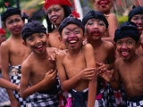 Young Boys from the Ubud Area Have Faces Painted for a School Competition, Ubud, Indonesia Photographic Print by Adams Gregory