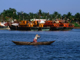 Row Boat Crossing Danang Harbour, Da Nang, Vietnam Photographic Print by Phil Weymouth