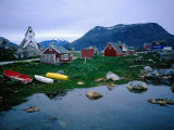 Peaceful Old Harbour and Church, Nanortalik, Greenland Photographie par Cornwallis Graeme