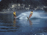 Two Young Men Water Skiing Photographic Print