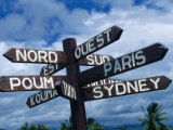 Sign Showing Directions to Other Cities in World, Koumac, New Caledonia Fotografie-Druck von Jean-Bernard Carillet